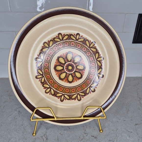 Nikko Stone Other - Nikko Stone Desert Sand Round Chop Plate Floral Mandala 12" Brown Beige